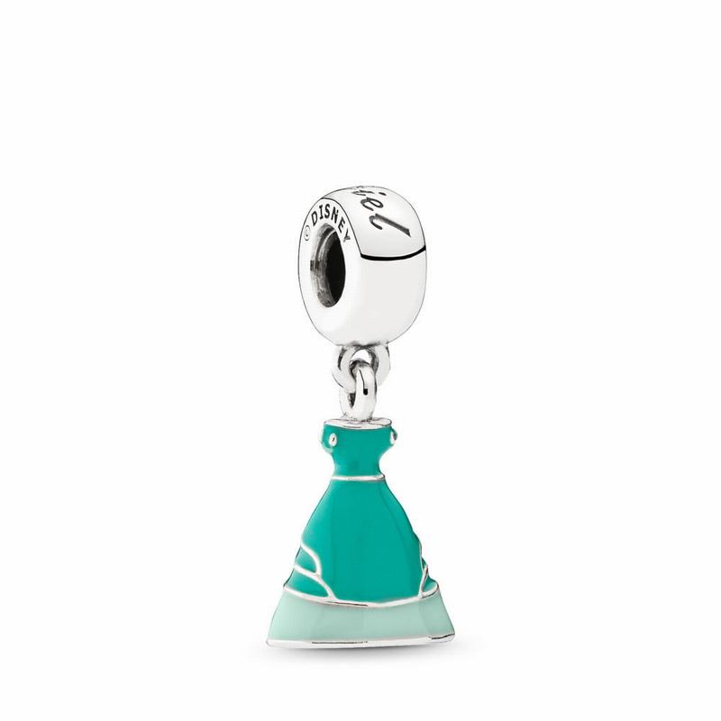 Pandora Disneyr Ariel's Dress Dangle Charm - Sterling Silver/Enamel/Green - Canada | UT2291XQ